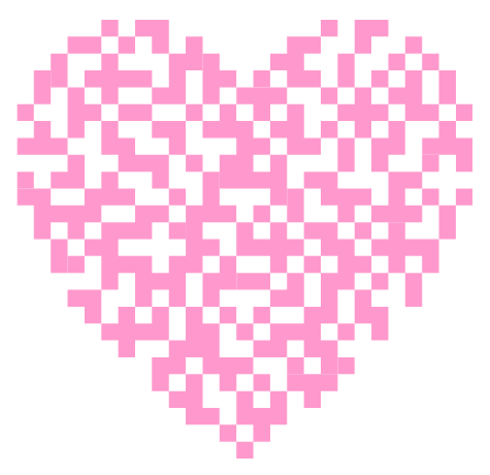 QR code in shape of pink heart